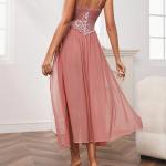 New Dreams Pembe Dantel Şeffaf Gecelik, İnce Askılı Romantik Transparan seksi şık Kadın gece elbisesi