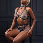 New Dreams Metal Zincir Fantazi Harness Takım Ayarlanabilir Gövde Zinciri, Suni Deri Detaylı Erotik Aksesuar