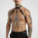 New Dreams Erkek Body Harness Suni Deri Kayışlı & Zincirli Fantazi Göğüs ve Vücut Aksesuarı